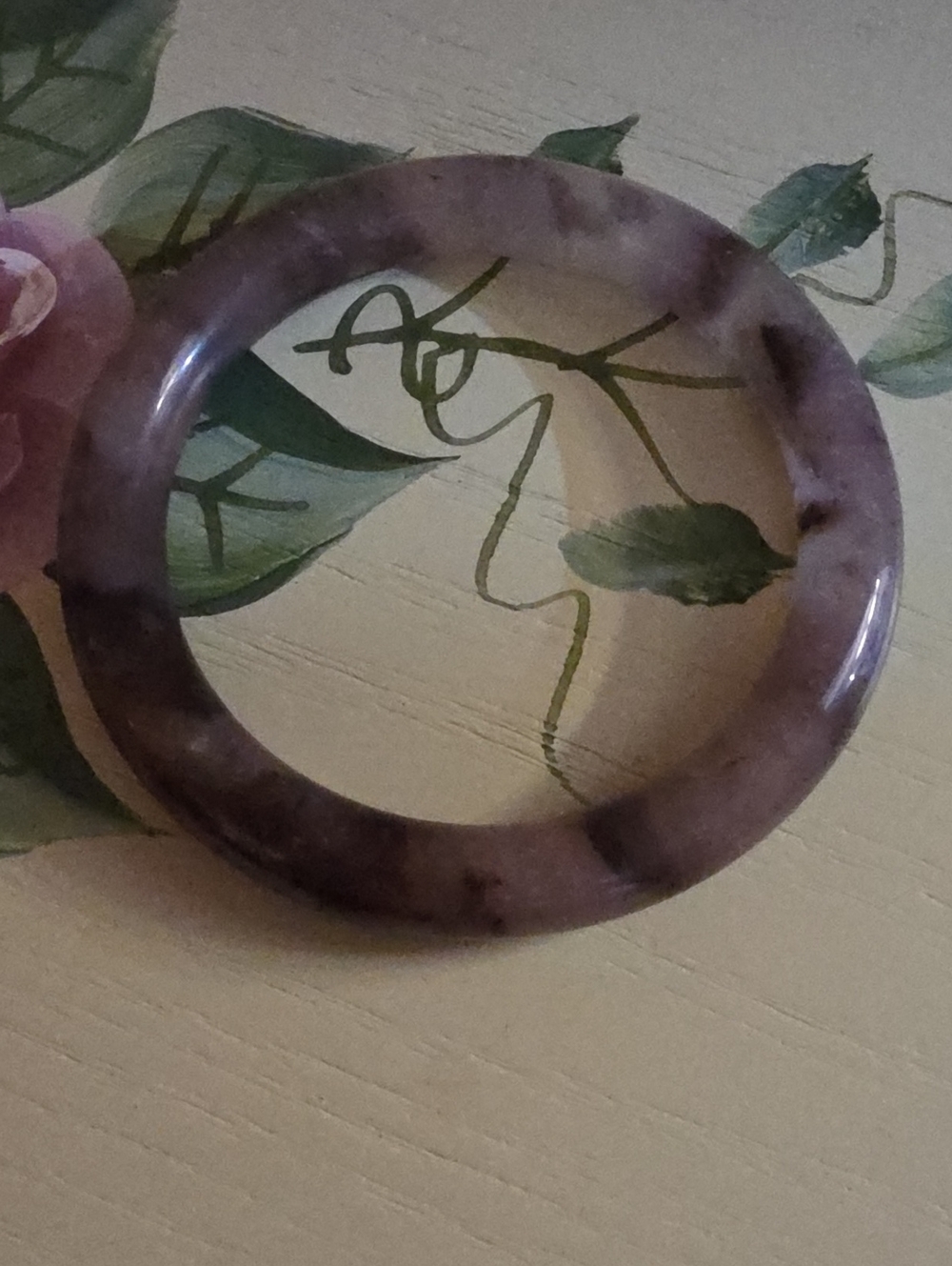 Golden Silk Jade Purple Bangle